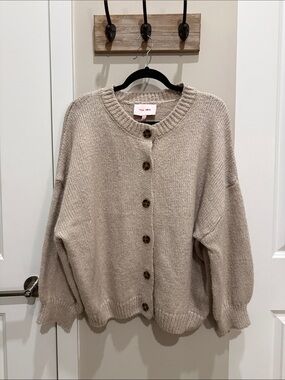 Cream Button-Front Oversized Sweater